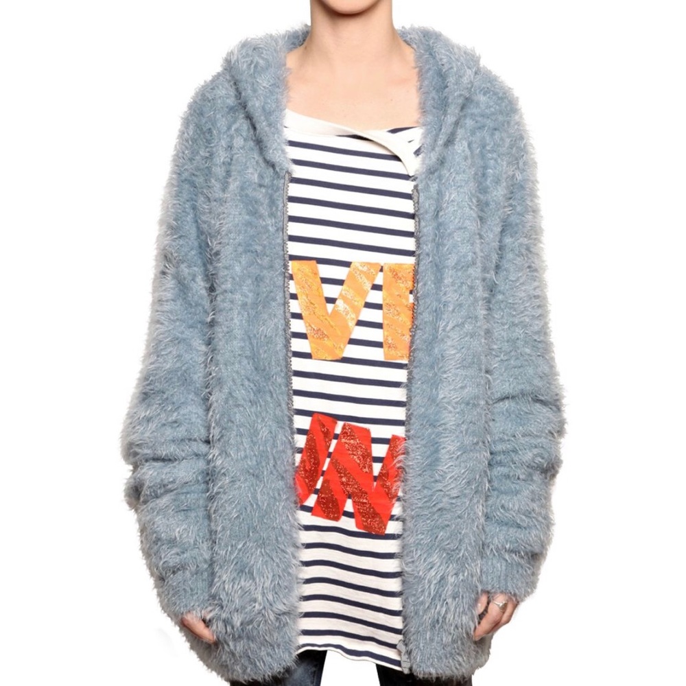 ISO: FAITH CONNEXION ZIP FUR SWEATER LIGHT BLUE